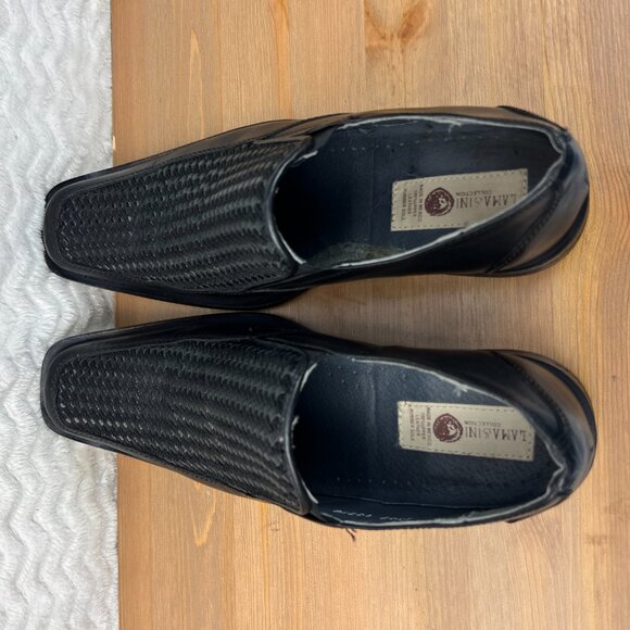 Woven Leather Mens Loafers Shoes Square Toe Retro Slip On Lamasini Sz 9 US EU 43 - Picture 11 of 16
